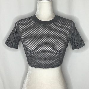 Topshop Gray Net Crop Top Size 4